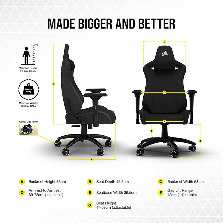 خرید صندلی Corsair TC200 - فابریک سیاه
